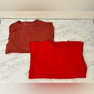 SHEIN Long Sleeve Pullover Shirt Womens XS Lot Of 2 Red Round Neck Top​​